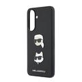Samsung Galaxy A57 Karl Lagerfeld Metal Karl and Choupette Liquid Silicone Case - Black