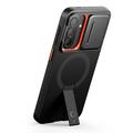Samsung Galaxy A57 Tech-Protect Kevlar Aura Case - MagSafe Compatible - Black / Orange