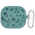 Samsung Galaxy Buds3/Buds3 Pro Flower Pattern Liquid Silicone Case w. Carabiner