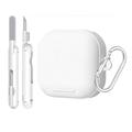 Samsung Galaxy Buds4/Buds4 Pro Elegant Case with Carabiner and Cleaning Pens - White