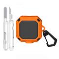 Samsung Galaxy Buds4/Buds4 Pro Rugged Style Case with Carabiner and Cleaning Pens - Orange / Black