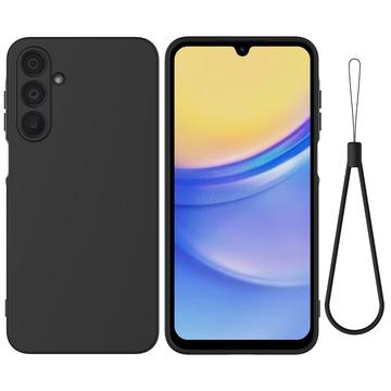 Samsung Galaxy M16/F16 Liquid Silicone Case with Hand Strap - Black