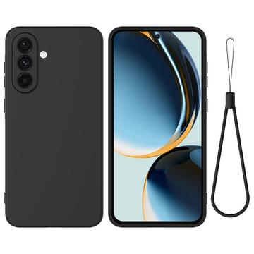 Samsung Galaxy M56 Liquid Silicone Case with Hand Strap - Black