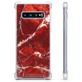 Samsung Galaxy S10 Hybrid Case - Red Marble