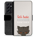 Samsung Galaxy S21 Ultra 5G Premium Wallet Case - Angry Cat