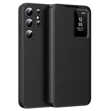 Samsung Galaxy S22 Ultra 5G Smart Clear View Flip Case with Card Slot - Black