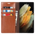 Samsung Galaxy S22 Ultra 5G Wallet Leather Case with Kickstand - Brown