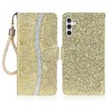 Samsung Galaxy S24 FE Stylish Glitter Wallet Case - Gold
