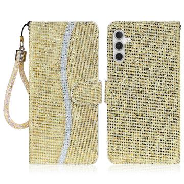 Samsung Galaxy S24 FE Stylish Glitter Wallet Case - Gold