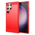 Samsung Galaxy S24 Ultra Brushed TPU Case - Carbon Fiber - Red