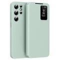 Samsung Galaxy S24 Ultra Smart Clear View Flip Case with Card Slot - Light Green