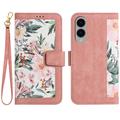 Samsung Galaxy S25 Edge Floral Wallet Case with Card Slots - Pink