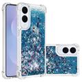 Samsung Galaxy S25 Edge Glitter Quicksand TPU Case - Blue Hearts
