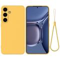Samsung Galaxy S25 Liquid Silicone Case with Hand Strap - Yellow