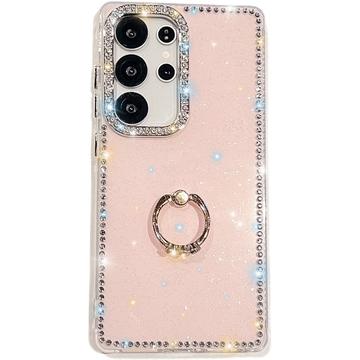 Samsung Galaxy S25 Ultra CrystalGlow Hybrid Case with Ring Holder - Pink