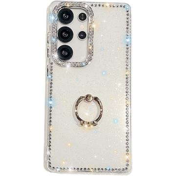 Samsung Galaxy S25 Ultra CrystalGlow Hybrid Case with Ring Holder - White