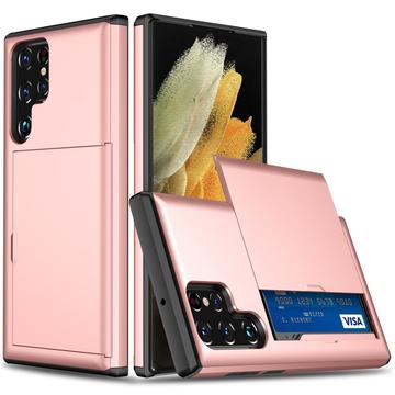 Samsung Galaxy S25 Ultra Hybrid Case with Sliding Card Slot - Rose Gold