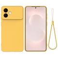 Samsung Galaxy S26 Edge Liquid Silicone Case with Hand Strap - Yellow
