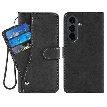 Samsung Galaxy S26 Elegant Retro Wallet Case with Rotating Card Holder - Black