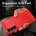 Samsung Galaxy S26 FE Brushed TPU Case - Carbon Fiber - Red