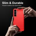 Samsung Galaxy S26 FE Brushed TPU Case - Carbon Fiber - Red