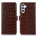 Samsung Galaxy S26 FE Crocodile Series Wallet Leather Case with RFID - Brown