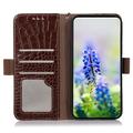 Samsung Galaxy S26 FE Crocodile Series Wallet Leather Case with RFID - Brown