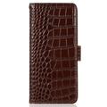 Samsung Galaxy S26 FE Crocodile Series Wallet Leather Case with RFID - Brown