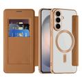Samsung Galaxy S26 FE Flip Case with Card Slot - MagSafe Compatible - Brown