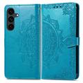 Samsung Galaxy S26 FE Mandala Wallet Case with Wrist Strap - Blue