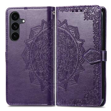 Samsung Galaxy S26 FE Mandala Wallet Case with Wrist Strap - Purple