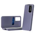 Samsung Galaxy S26 FE Smart Clear View Flip Case with Card Slot - Grey Purple