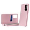Samsung Galaxy S26 FE Smart Clear View Flip Case with Card Slot - Pink