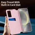 Samsung Galaxy S26 FE Smart Clear View Flip Case with Card Slot - Pink