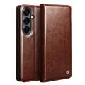 Samsung Galaxy S26 Qialino Classic Wallet Leather Case - Dark Brown