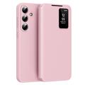 Samsung Galaxy S26 Smart Clear View Flip Case with Card Slot - Pink
