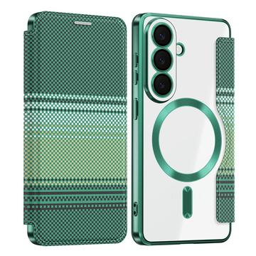 Samsung Galaxy S26 Stylish Magnetic Flip Case with RFID Card Slots - Blackish Green