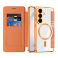 Samsung Galaxy S26 Stylish Magnetic Flip Case with RFID Card Slots - Orange