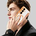 Samsung Galaxy S26 Stylish Magnetic Flip Case with RFID Card Slots - Orange