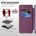 Samsung Galaxy S26 Stylish Magnetic Flip Case with RFID Card Slots - Purple