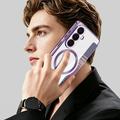 Samsung Galaxy S26 Stylish Magnetic Flip Case with RFID Card Slots - Purple
