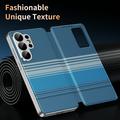 Samsung Galaxy S26 Ultra Checkered Pattern Smart View Flip Case with Card Slot - Blue