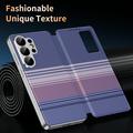 Samsung Galaxy S26 Ultra Checkered Pattern Smart View Flip Case with Card Slot - Purple