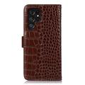 Samsung Galaxy S26 Ultra Crocodile Series Wallet Leather Case with RFID - Brown