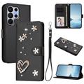 Samsung Galaxy S26 Ultra Hearts and Flowers Wallet Case - Black