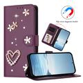 Samsung Galaxy S26 Ultra Hearts and Flowers Wallet Case - Dark Purple