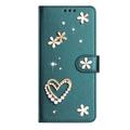 Samsung Galaxy S26 Ultra Hearts and Flowers Wallet Case - Green