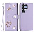 Samsung Galaxy S26 Ultra Hearts and Flowers Wallet Case - Light Purple