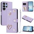 Samsung Galaxy S26 Ultra Hearts and Flowers Wallet Case - Light Purple