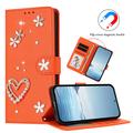 Samsung Galaxy S26 Ultra Hearts and Flowers Wallet Case - Orange